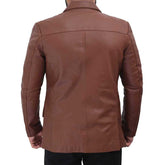 High Quality Tan Brown Premium Lambskin Leather Blazer for Men